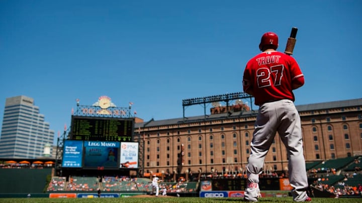 BALTIMORE, MD - AUGUST 20: Mike Trout