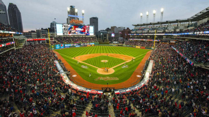 CLEVELAND, OH - APRIL 11: General stadium shot of Progressive field during the Cleveland Indians home opening game against the Chicago White Sox at Progressive Field on April 11, 2017 in Cleveland, Ohio. The Indians defeated the White Sox 2-1 in the 10th inning. (Photo by Jason Miller/Getty Images) *** Local Caption ***
