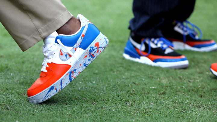 Florida Gators shoes pass as they enter the stadium during Gator Walk before the football game between the Florida Gators and Tennessee Volunteers, at Ben Hill Griffin Stadium in Gainesville, Fla. Sept. 25, 2021.Flgai 092521 Ufvs Tennesseefb 15