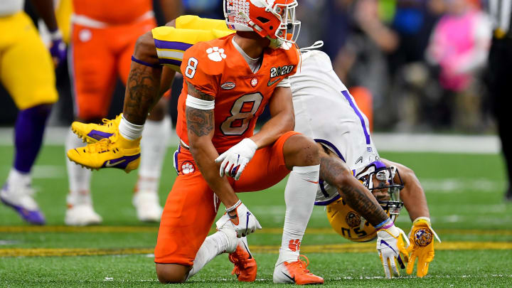 NEW ORLEANS, LOUISIANA – JANUARY 13: Ja’Marr Chase #1 of the LSU Tigers does a rising handspring after a play during the fourth quarter of the College Football Playoff National Championship game at the Mercedes Benz Superdome on January 13, 2020 in New Orleans, Louisiana. The LSU Tigers topped the Clemson Tigers, 42-25. (Photo by Alika Jenner/Getty Images)