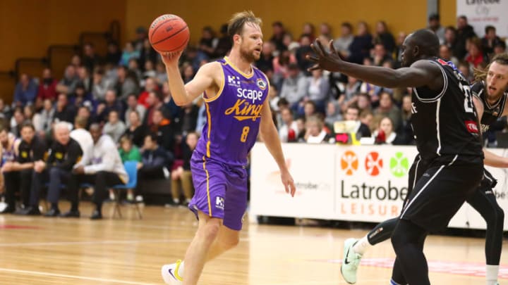 TRARALGON, AUSTRALIA - SEPTEMBER 09: Brad Newley of the Kings competes for the ball during the 2017 NBL Blitz pre-season match between Melbourne United and the Sydney Kings at Traralgon Basketball Centre on September 9, 2017 in Traralgon, Australia. (Photo by Scott Barbour/Getty Images)