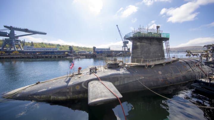 FASLANE, SCOTLAND - APRIL 29: General view of HMS Vigilant, which carries the UK's Trident nuclear deterrent on April 29, 2019 in Faslane, Scotland. A media tour of the submarine was arranged to mark 50 years of the continuous at sea nuclear deterrent (CASD). (Photo by James Glossop - WPA Pool/Getty Images)