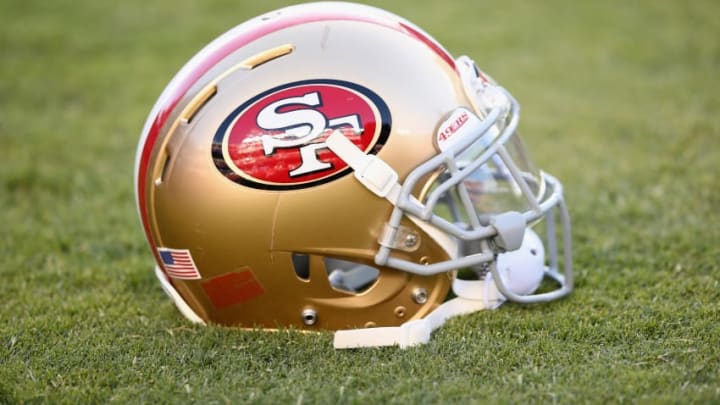 SANTA CLARA, CA - OCTOBER 06: A San Francisco 49ers helmet on the field at Levi's Stadium on October 6, 2016 in Santa Clara, California. (Photo by Ezra Shaw/Getty Images)