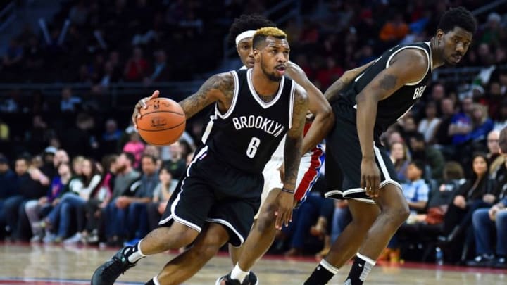 Mar 19, 2016; Auburn Hills, MI, USA; Brooklyn Nets guard Sean Kilpatrick (6) drives to the basket during the fourth quarter against the Detroit Pistons at The Palace of Auburn Hills. Mandatory Credit: Tim Fuller-USA TODAY Sports