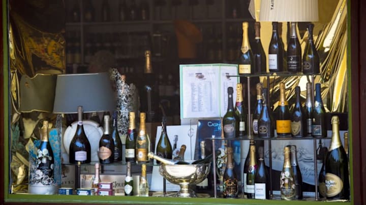 FRANCE – JULY 18: Champagne – Laurent Perrier, Perrier-Jouet, Veuve Clicquot, Krug, Moet and Chandon, Bollinger, Dom Ruinart, Louis Roederer, Pol Roger, Taittinger at specialist shop in Epernay, Champagne-Ardenne, France (Photo by Tim Graham/Getty Images)