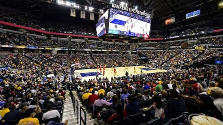 Oct 5, 2013; Indianapolis, IN, USA; Attendance was 15,273 for this the preseason game of the Indiana Pacers vs the Chicago Bulls at Bankers life Fieldhouse. Final Score Pacers 76 and Bulls 82 Mandatory Credit: Marc Lebryk-USA TODAY Sports