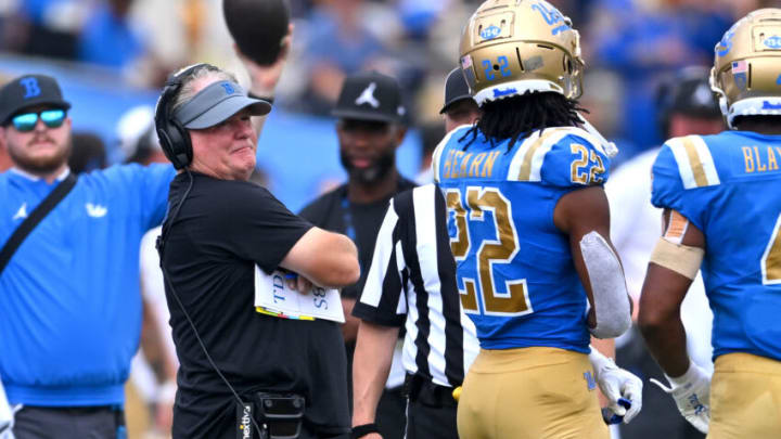 Sep 17, 2022; Pasadena, California, USA; UCLA Bruins head coach Chip Kelly on the sidelines during the second half against the South Alabama Jaguars at the Rose Bowl. Mandatory Credit: Jayne Kamin-Oncea-USA TODAY Sports