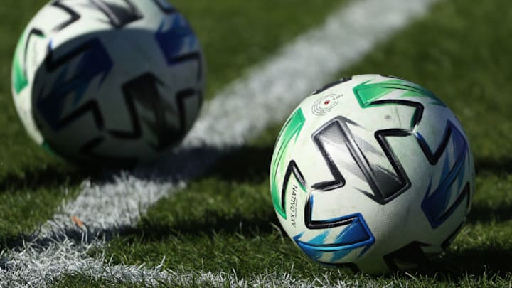 WASHINGTON, DC - MARCH 07: A detailed view of a MLS soccer ball at Audi Field on March 7, 2020 in Washington, DC. (Photo by Patrick Smith/Getty Images)