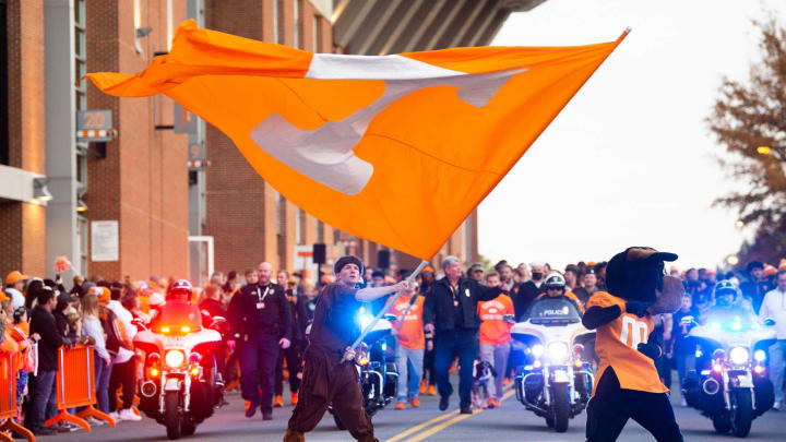 The Vol Walk begins before a football game against South Alabama at Neyland Stadium in Knoxville, Tenn. on Saturday, Nov. 20, 2021.Kns Tennessee South Alabam Football Bp