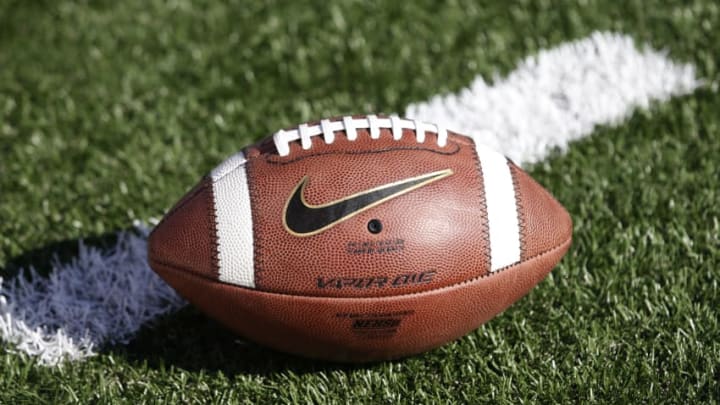 SALT LAKE CITY, UT - OCTOBER 29: A Nike football sits on the field before the Utah Utes and Washington Huskies football game at Rice-Eccles Stadium on October 29, 2016 in Salt Lake City, Utah. (Photo by George Frey/Getty Image)