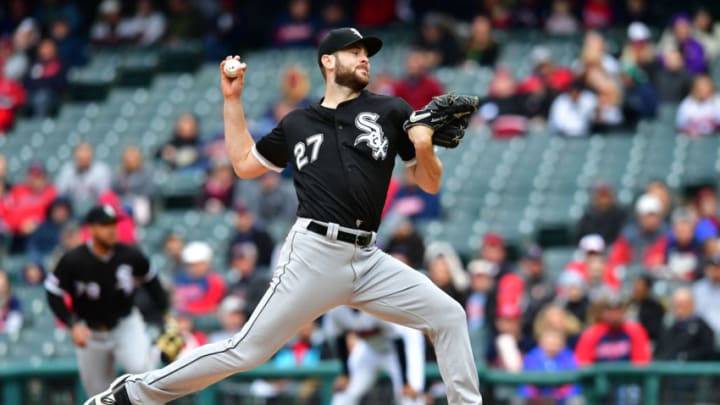 CLEVELAND, OHIO - MAY 07: Starter Lucas Giolito #27 of the Chicago White Sox pitches during the first inning against the Cleveland Indians at Progressive Field on May 07, 2019 in Cleveland, Ohio. (Photo by Jason Miller/Getty Images)