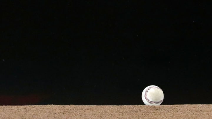 WASHINGTON, DC - AUGUST 21: A detailed view of a baseball on the pitching mound before the Philadelphia Phillies play the Washington Nationals at Nationals Park on August 21, 2018 in Washington, DC. (Photo by Patrick Smith/Getty Images)