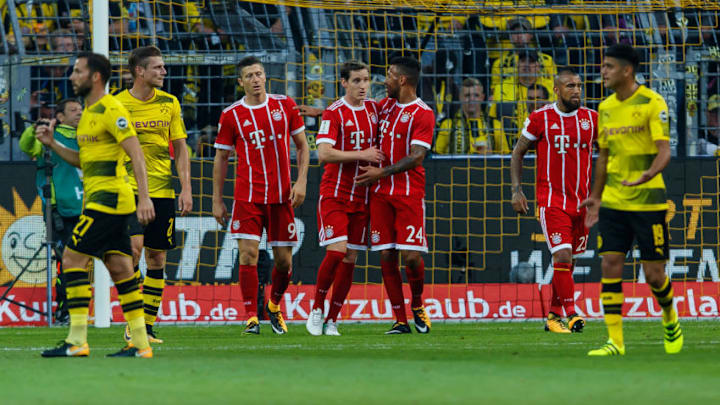 DORTMUND, GERMANY - AUGUST 05: Robert Lewandowski of Muenchen celebrates after scoring his team`s first goal during the DFL Supercup 2017 match between Borussia Dortmund and Bayern Muenchen at Signal Iduna Park on August 5, 2017 in Dortmund, Germany. (Photo by TF-Images/TF-Images via Getty Images) DORTMUND, GERMANY - AUGUST 05: Robert Lewandowski of Muenchen celebrates after scoring his team`s first goal during the DFL Supercup 2017 match between Borussia Dortmund and Bayern Muenchen at Signal Iduna Park on August 5, 2017 in Dortmund, Germany. (Photo by TF-Images/TF-Images via Getty Images)