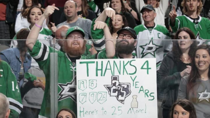 DALLAS, TX - MARCH 31: Dallas Stars fans cheer on their team against the Minnesota Wild at the American Airlines Center on March 31, 2018 in Dallas, Texas. (Photo by Glenn James/NHLI via Getty Images)