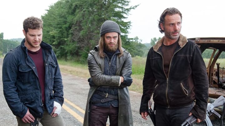 Andy (Jeremy Palko), Jesus (Tom Payne) and Rick Grimes (Andrew Lincoln) in Episode 12Photo by Gene Page/AMC