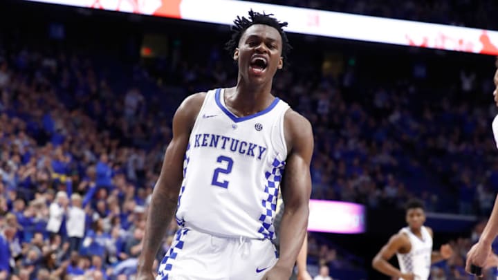 LEXINGTON, KY - FEBRUARY 24: Jarred Vanderbilt #2 of the Kentucky Wildcats celebrates against the Missouri Tigers at Rupp Arena on February 24, 2018 in Lexington, Kentucky. (Photo by Andy Lyons/Getty Images)