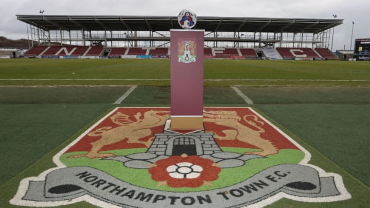The Matchball is seen prior to during the Sky Bet League Two between Northampton Town and Grimsby Town at Sixfields on February 18, 2023 in Northampton, England. Leicester City arrive for a Saturday friendly (Photo by Pete Norton/Getty Images)