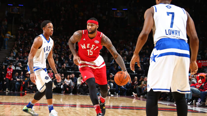 TORONTO, CANADA – FEBRUARY 14: DeMarcus Cousins #15 of the Western Conference dribbles the ball during the NBA All-Star Game as part of 2016 NBA All-Star Weekend on February 14, 2016 at the Air Canada Centre in Toronto, Ontario, Canada. NOTE TO USER: User expressly acknowledges and agrees that, by downloading and or using this Photograph, user is consenting to the terms and conditions of the Getty Images License Agreement. Mandatory Copyright Notice: Copyright 2016 NBAE (Photo by Nathaniel S. Butler/NBAE via Getty Images)