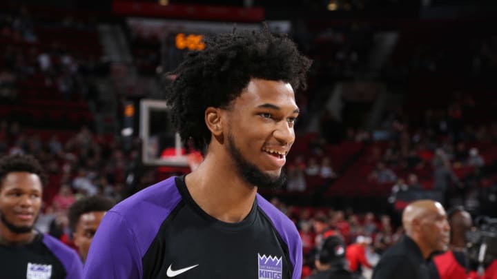 PORTLAND, OR – OCTOBER 12: Marvin Bagley III #35 of the Sacramento Kings before the game against the Portland Trail Blazers on October 12, 2018 at the Moda Center Arena in Portland, Oregon. NOTE TO USER: User expressly acknowledges and agrees that, by downloading and or using this photograph, user is consenting to the terms and conditions of the Getty Images License Agreement. Mandatory Copyright Notice: Copyright 2018 NBAE (Photo by Sam Forencich/NBAE via Getty Images)