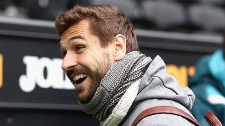 SWANSEA, WALES - MARCH 17: Fernando Llorente of Tottenham Hotspur smiles as he arrives prior to The Emirates FA Cup Quarter Final match between Swansea City and Tottenham Hotspur at Liberty Stadium on March 17, 2018 in Swansea, Wales. (Photo by Catherine Ivill/Getty Images)