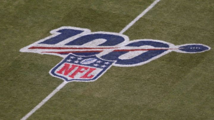PHILADELPHIA, PA - JANUARY 05: A general view of the NFL 100 logo prior to the NFC Wild Card game between the Seattle Seahawks and Philadelphia Eagles at Lincoln Financial Field on January 5, 2020 in Philadelphia, Pennsylvania. (Photo by Mitchell Leff/Getty Images)