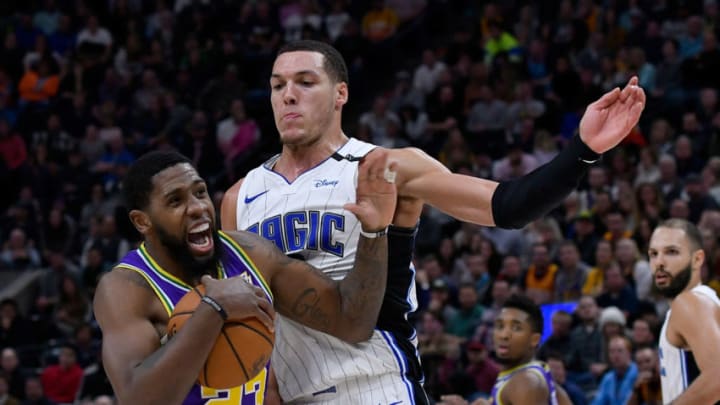 Aaron Gordon, Orlando Magic. Royce O'Neale, Utah Jazz. (Photo by Gene Sweeney Jr./Getty Images)