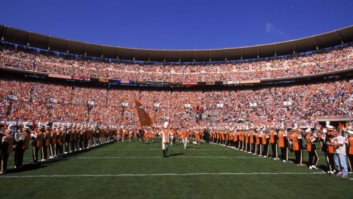 30 Oct 1999: The band leader of the Tennessee Volunteers marches on the field at halftime during the game against the South Carolina Gamecocks at the Neyland Stadium in Knoxville, Tennessee. The Volunteers defeated the Gamecocks 30-7. Mandatory Credit: Jonathan Daniel /Allsport