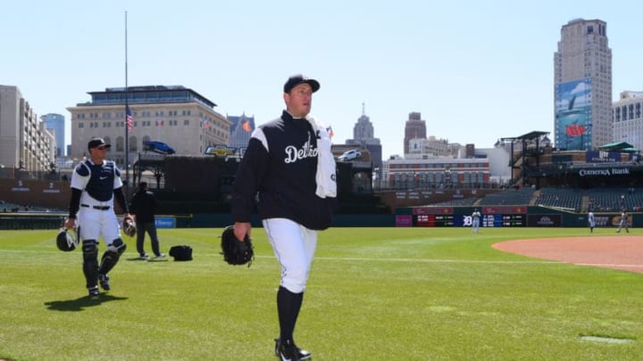 DETROIT, MI - APRIL 19: Jordan Zimmermann #27 of the Detroit Tigers walks in from the bullpen prior to the game against the Baltimore Orioles at Comerica Park on April 19, 2018 in Detroit, Michigan. The Tigers defeated the Orioles 13-8. (Photo by Mark Cunningham/MLB Photos via Getty Images)