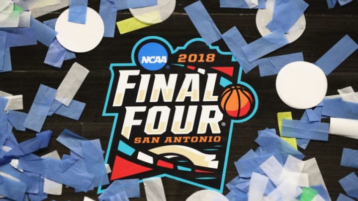 SAN ANTONIO, TX - APRIL 02: Confetti sits on the court after the Villanova Wildcats defeated the Michigan Wolverines during the 2018 NCAA Men's Final Four National Championship game at the Alamodome on April 2, 2018 in San Antonio, Texas. Villanova defeated Michigan 79-62. (Photo by Ronald Martinez/Getty Images)