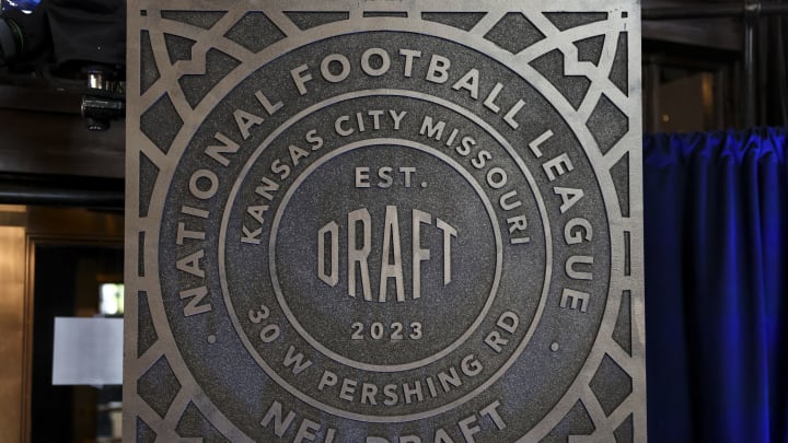 KANSAS CITY, MO – APRIL 27: A detail shot of signage in the green room backstage prior to the first round of the 2023 NFL Draft at Union Station on April 27, 2023 in Kansas City, Missouri. (Photo by Kevin Sabitus/Getty Images)