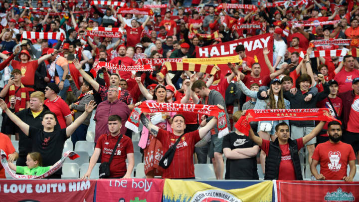 PARIS, FRANCE - MAY 28: Liverpool fans prior to the UEFA Champions League final match between Liverpool FC and Real Madrid at Stade de France on May 28, 2022 in Paris, France. (Photo by Harriet Lander/Copa/Getty Images)