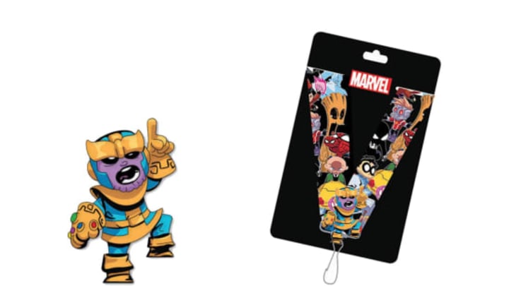 Thanos pin with lanyard. Image via Marvel.com.