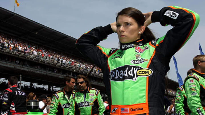 INDIANAPOLIS, IN - MAY 29: Danica Patrick, driver of the #7 Team GoDaddy Dallara Honda, stands next to her car prior to the IZOD IndyCar Series Indianapolis 500 Mile Race at Indianapolis Motor Speedway on May 29, 2011 in Indianapolis, Indiana. (Photo by Nick Laham/Getty Images)