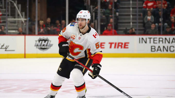 DETROIT, MICHIGAN – FEBRUARY 23: Noah Hanifin. (Photo by Gregory Shamus/Getty Images)