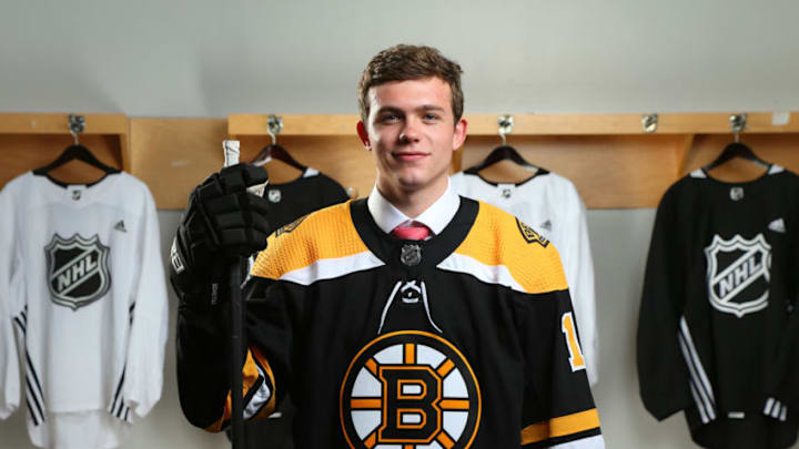 VANCOUVER, BRITISH COLUMBIA - JUNE 21: John Beecher, 30th overall pick of the Boston Bruins, poses for a portrait during the 2019 NHL Draft at Rogers Arena on June 21, 2019 in Vancouver, Canada. (Photo by Andre Ringuette/NHLI via Getty Images)