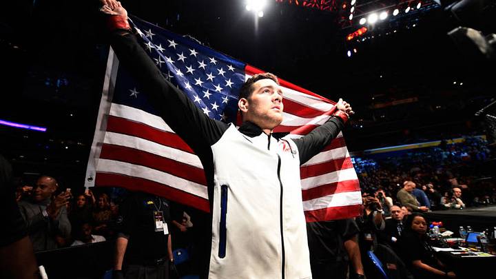 BUFFALO, NY - APRIL 08: Chris Weidman prepares to enter the Octagon prior to facing Gegard Mousasi of the Netherlands in their middleweight bout during the UFC 210 event at the KeyBank Center on April 8, 2017 in Buffalo, New York. (Photo by Jeff Bottari/Zuffa LLC/Zuffa LLC via Getty Images)