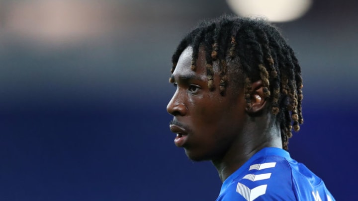 LIVERPOOL, ENGLAND - SEPTEMBER 16: Moise Kean of Everton looks on during the Carabao Cup Second Round match between Everton and Salford City at Goodison Park on September 16, 2020 in Liverpool, England. (Photo by Alex Livesey - Danehouse/Getty Images)