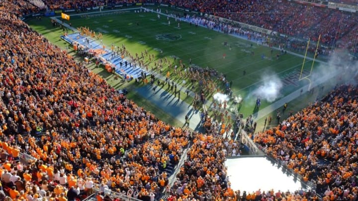 Tennessee takes the field at the beginning of the Music City Bowl at Nissan Stadium Dec. 30, 2016. Tennessee defeated Nebraska 38-24 before a crowd of 68,496.Music City Bowl