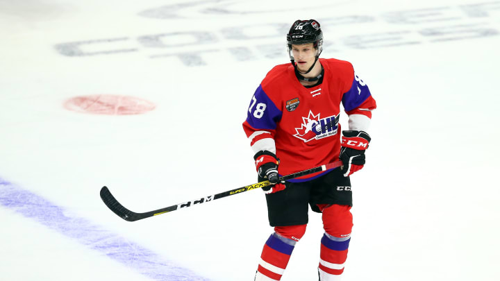 HAMILTON, ON – JANUARY 16: Thimo Nickl #78 of Team Red skates during the 2020 CHL/NHL Top Prospects Game against Team White at FirstOntario Centre on January 16, 2020 in Hamilton, Canada. (Photo by Vaughn Ridley/Getty Images)