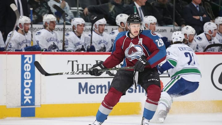 DENVER, CO - JANUARY 25: Nathan MacKinnon