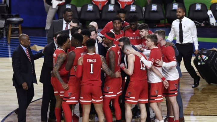 MINNEAPOLIS, MINNESOTA - APRIL 08: The Texas Tech Red Raiders huddle prior to the second half against the Virginia Cavaliers during the 2019 NCAA men's Final Four National Championship game at U.S. Bank Stadium on April 08, 2019 in Minneapolis, Minnesota. (Photo by Hannah Foslien/Getty Images)