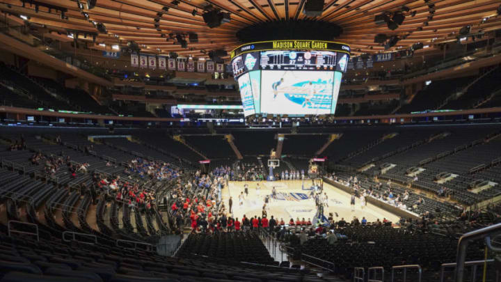 The St. John's basketball team plays in an empty Madison Square Garden. (Photo by Porter Binks/Getty Images).