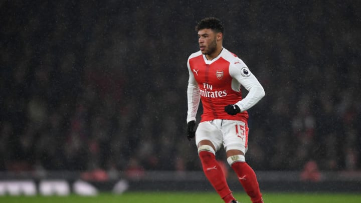 LONDON, ENGLAND - JANUARY 31: Alex Oxlade-Chamberlain of Arsenal in action during the Premier League match between Arsenal and Watford at Emirates Stadium on January 31, 2017 in London, England. (Photo by Mike Hewitt/Getty Images)