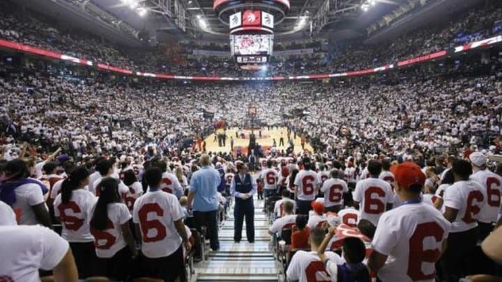Apr 18, 2015; Toronto, Ontario, CAN; A general view of the Air Canada Centre in game one of the first round of the NBA Playoffs between the Toronto Raptors and the Washington Wizards. Washington defeated Toronto 93-86. Mandatory Credit: John E. Sokolowski-USA TODAY Sports