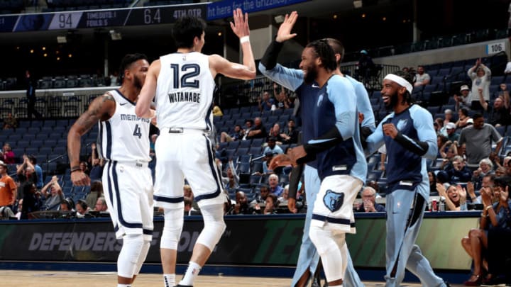 MEMPHIS, TN - OCTOBER 6: The Memphis Grizzlies react against the Indiana Pacers during a pre-season game on October 6, 2018 at FedExForum in Memphis, Tennessee. NOTE TO USER: User expressly acknowledges and agrees that, by downloading and or using this Photograph, user is consenting to the terms and conditions of the Getty Images License Agreement. Mandatory Copyright Notice: Copyright 2018 NBAE (Photo by Joe Murphy/NBAE via Getty Images)
