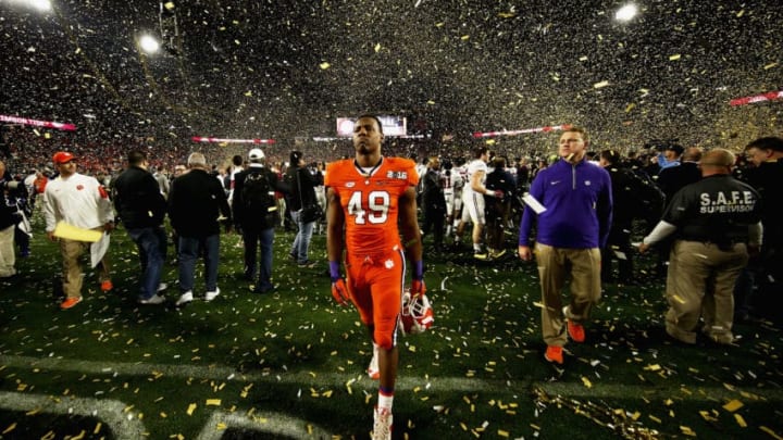 GLENDALE, AZ - JANUARY 11: Richard Yeargin #49 of the Clemson Tigers reacts after being defeated by the Alabama Crimson Tide 45-40 in the 2016 College Football Playoff National Championship Game at University of Phoenix Stadium on January 11, 2016 in Glendale, Arizona. (Photo by Sean M. Haffey/Getty Images)
