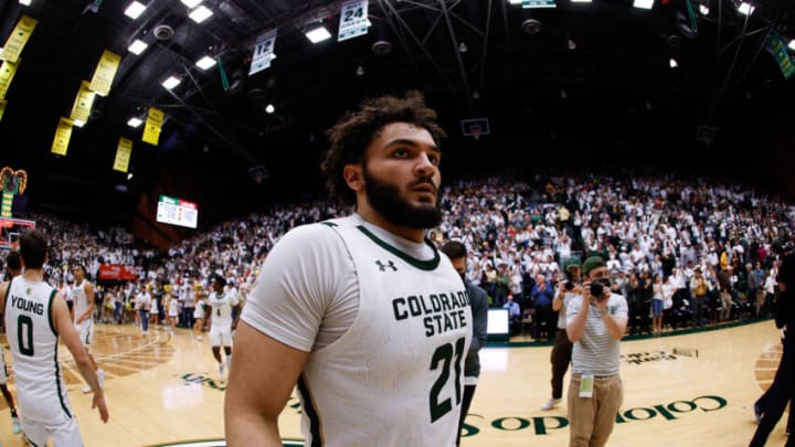 Feb 23, 2022; Fort Collins, Colorado, USA; Colorado State Rams guard David Roddy (21) after the game against the Wyoming Cowboys at Moby Arena. Mandatory Credit: Isaiah J. Downing-USA TODAY Sports