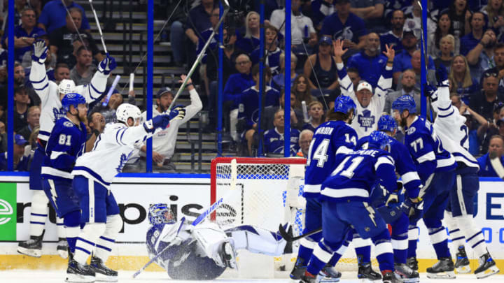 John Tavares #91, Toronto Maple Leafs, Tampa Bay Lightning, Stanley Cup Playoffs (Photo by Mike Ehrmann/Getty Images)