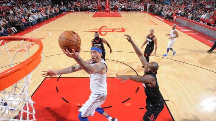 HOUSTON, TX - NOVEMBER 25: Michael Beasley #8 of the New York Knicks drives to the basket against the Houston Rockets on November 25, 2017 at the Toyota Center in Houston, Texas. Copyright 2017 NBAE (Photo by Bill Baptist/NBAE via Getty Images)