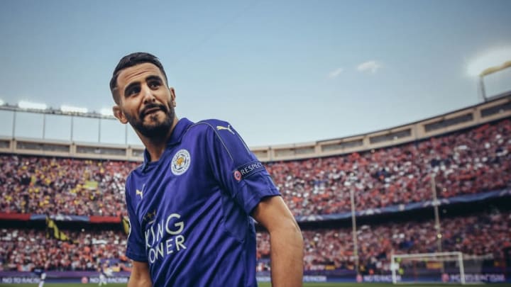MADRID, SPAIN - APRIL 12: [EDITORS NOTE: THIS IMAGE WAS PROCESSED USING DIGITAL FILTERS] Riyad Mahrez looks on during the UEFA Champions League Quarter Final first leg match between Club Atletico de Madrid and Leicester City at Vicente Calderon Stadium on April 12, 2017 in Madrid, Spain. (Photo by Michael Regan/Getty Images)